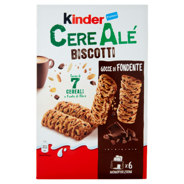 Kinder CereAlé Biscotti Gocce di Fondente 6 astucci da 2 biscotti 204 g