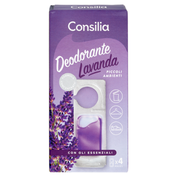 Consilia Deodorante per Piccoli Ambienti Gel Lavanda 4 pezzi