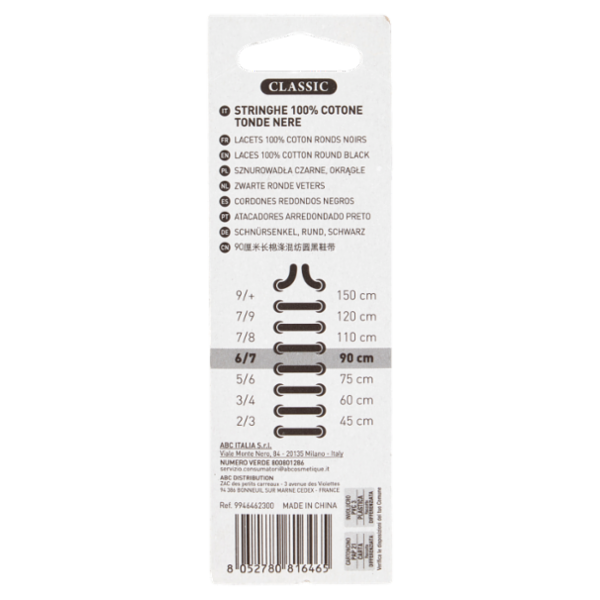 Shoes'Xpert Classic Tonde Nere 90cm 6/7 1 Paio