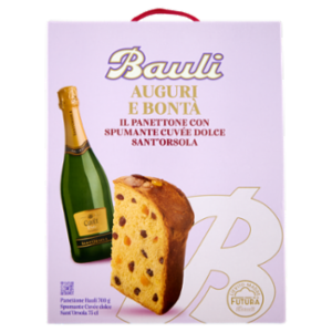 Bauli Auguri e Bontà Panettone Bauli 700 g + Spumante Cuvée Dolce Sant'Orsola 75 Cl