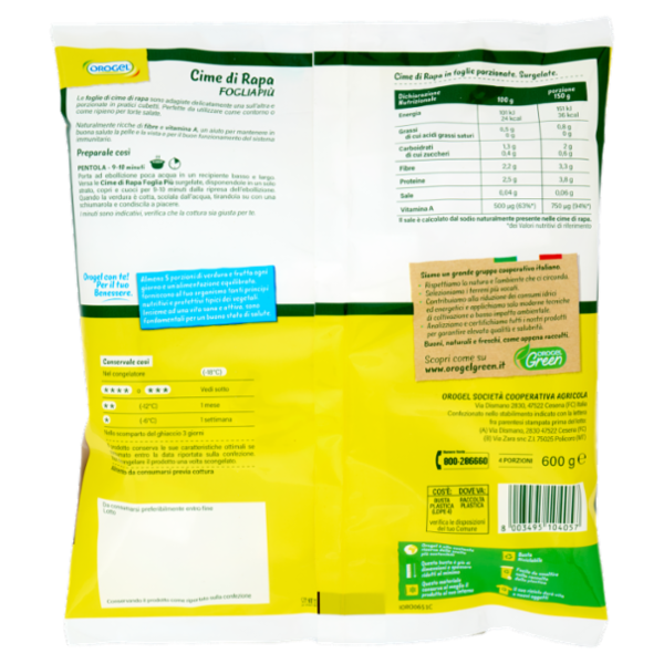 Orogel Cubello Cime di Rapa Foglia Più Surgelati 600 g