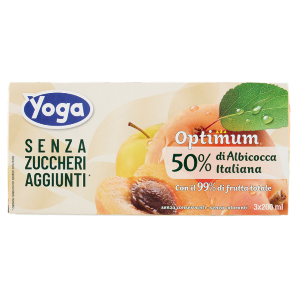 Yoga Optimum 50% di Albicocca Italiana Senza Zuccheri Aggiunti* 3 x 200 ml