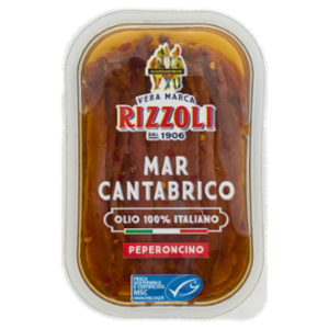 Rizzoli Filetti Di Alici Del Mar Cantabrico Olio 100% Italiano Peperoncino 70 g