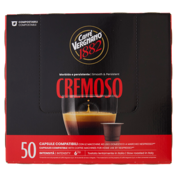 Caffè Vergnano 1882 Cremoso Capsule Compatibili Nespresso* 50 x 5 g