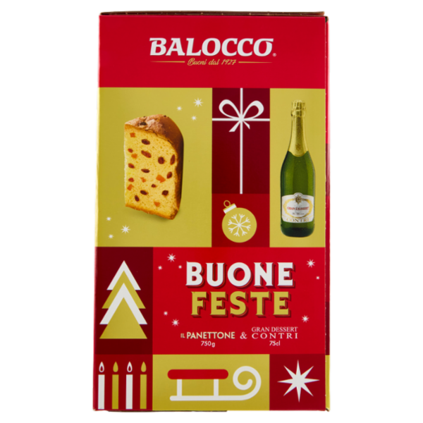 Balocco Buone Feste il Panettone 750 g & Gran Dessert Contri 75 cl