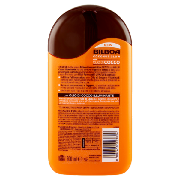 Bilboa Coconut Glow 15 Media con Olio di Cocco Illuminante 200 ml