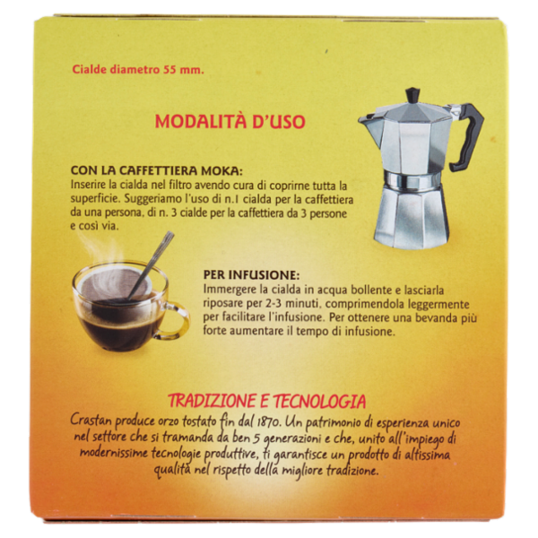 Crastan Bio Orzo Biologico Tostato Macinato 16 Cialde per Moka e Infusione 96 g