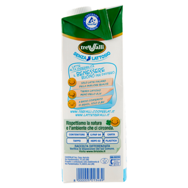 treValli Senza Lattosio Latte Alta Digeribilità 0,8% di Grassi Vivi Digeribile 1000 ml