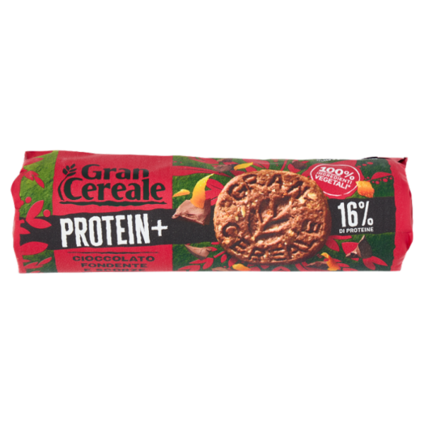 Gran Cereale Protein + Biscotti con 16% di Proteine, Cioccolato Fondente e Scorze d'Arancia 250g