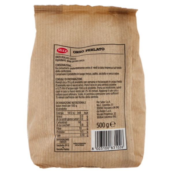 Selex Cereali Secchi Orzo Perlato 500 g