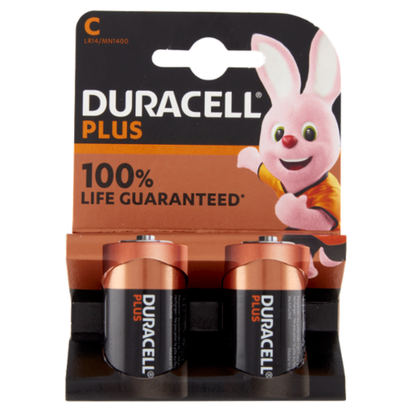 Duracell Plus C Batterie Mezza-Torcia Alcaline 1.5V LR14 MX1400 confezione da 2 Pile Duracell