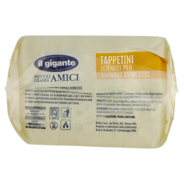 IL GIGANTE Piccoli Grandi Amici Tappetini Igienici per Animali Domestici Large 90x60 cm 10 pz
