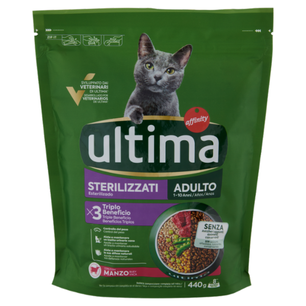 ultima Cat Sterilizzati Adulto 1-10 Anni con Manzo 440 g
