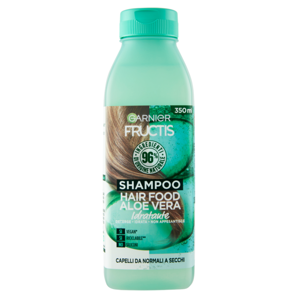 Garnier Fructis Hair Food, Shampoo idratante all'aloe per capelli disidratati, 350 ml