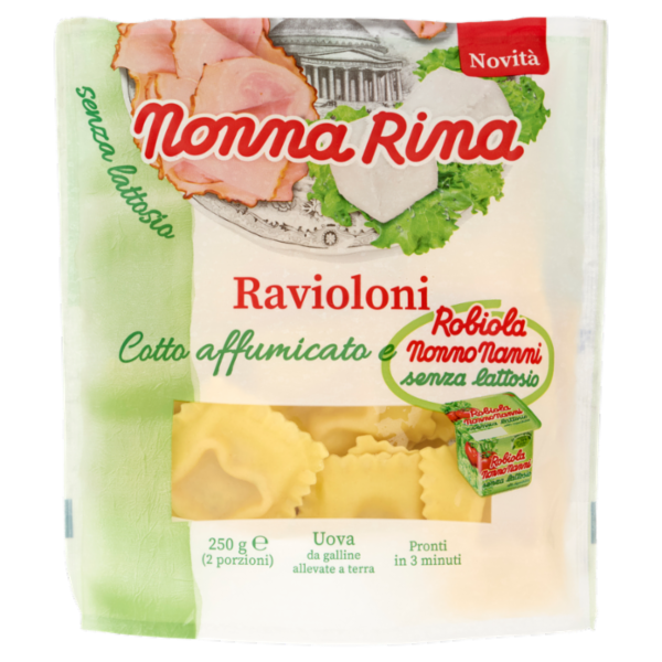 Nonna Rina Ravioloni Cotto affumicato e Robiola senza lattosio 250 g