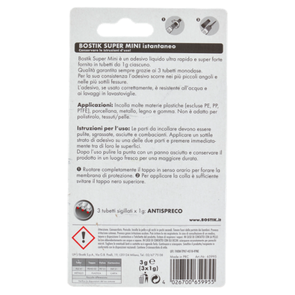Bostik Super Mini istantaneo liquido 3 x 1 g