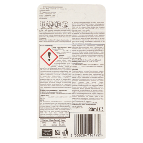 Glade Liquido Elettrico Ricarica Sandalo di Bali e Gelsomino 20ml