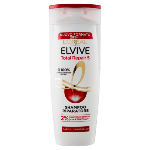 L'Oréal Paris Shampoo Elvive Total Repair 5, Per Capelli Danneggiati, 285 ml