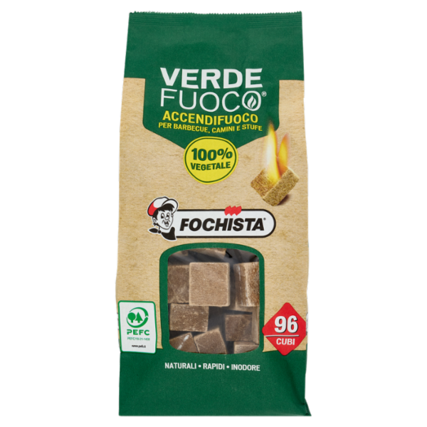 Fochista Verdefuoco Accendifuoco per Barbecue, Camini e Stufe 96 Cubi 580 g
