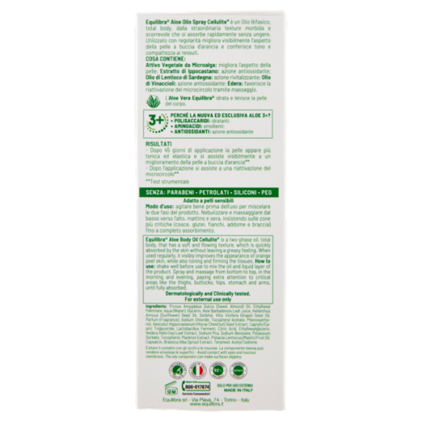 equilibra Aloe 3+ Olio Spray Cellulite* Concentrato Bifasico 150 ml