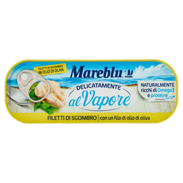 Mareblu Delicatamente al Vapore Filetti di Sgombro con un filo di olio di oliva 110 g