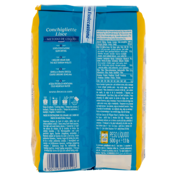 De Cecco Conchigliette Lisce n°52 500 g