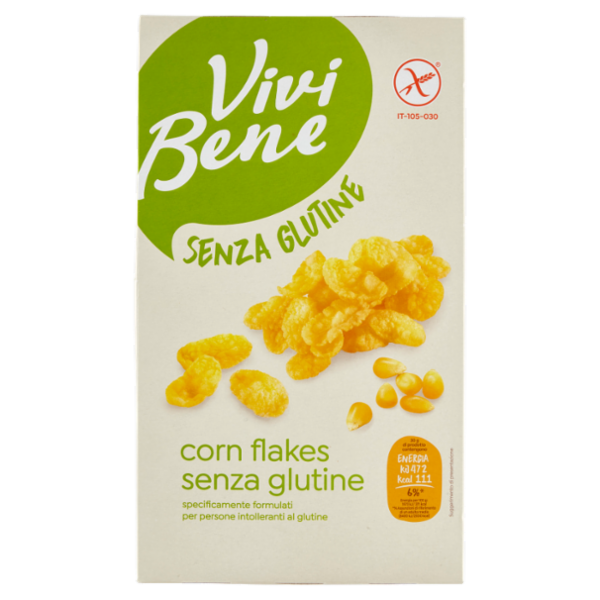 Vivi Bene Senza Glutine Corn Flakes Fiocchi di Mais Tostati senza Glutine 220 g