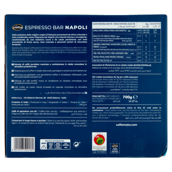 caffè motta Espresso Bar Napoli Cialde Universali Compostabili 100 x 7 g