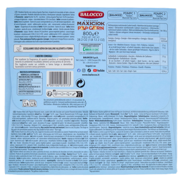 Balocco Pandoro Maxiciok Pop Corn 800 g