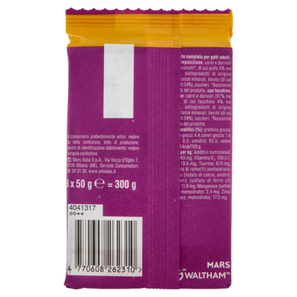 Whiskas Pranzetti Cibo Umido Gatto con Pollo e Tacchino in Salsa 6x50g