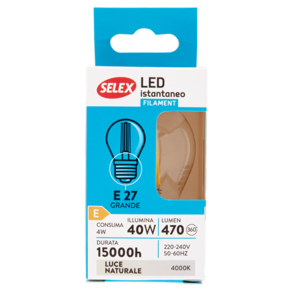 Selex Lampadina Led Filamento Minisfera E27 4W