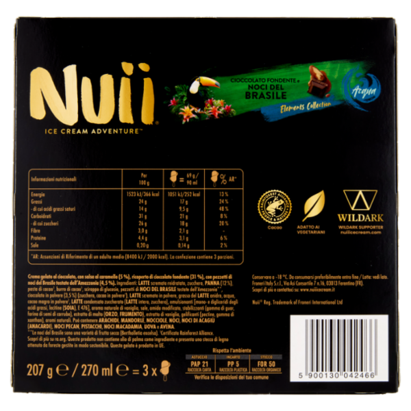 NUII Cioccolato Fondente e Noci del Brasile 3x69g