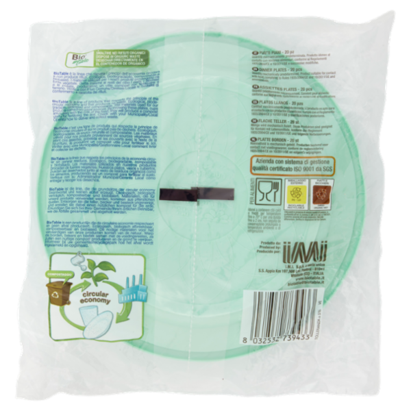 Bio Table i colori della natura Piatti Piani Compostabili Verde 20 pz