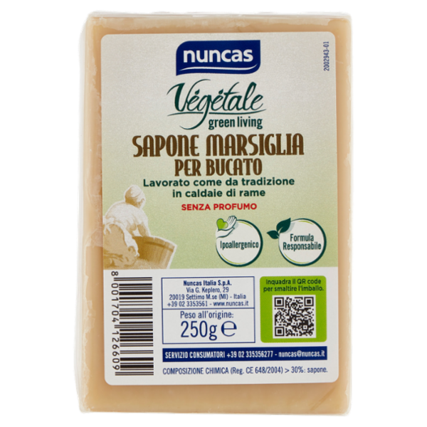 nuncas Vegetale Sapone Marsiglia per Bucato 250 g