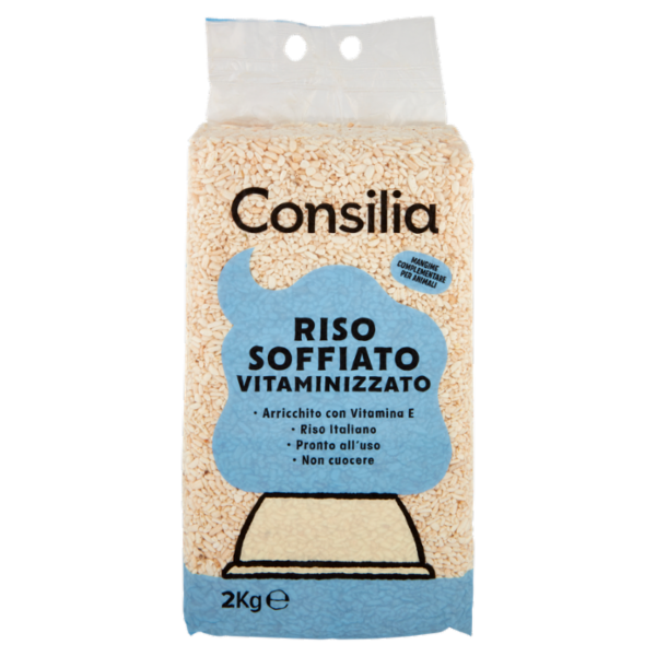 Consilia Riso Soffiato Vitaminizzato Sottovuoto per Animali 2 kg