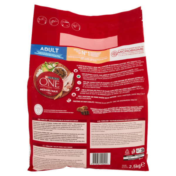 PURINA ONE Medium/Maxi Adult Ricco in Pollo con Riso 2,5 kg