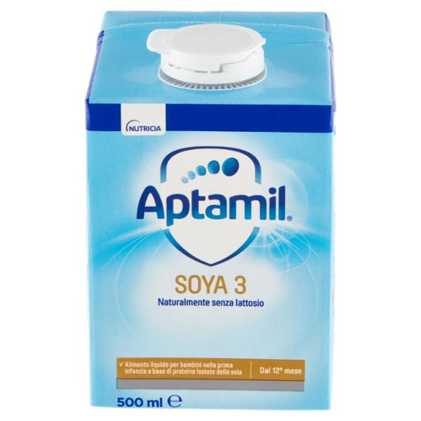APTAMIL Soya 3 - Latte di Crescita Liquido, dal 12° mese compiuto, Senza Lattosio, 500ml