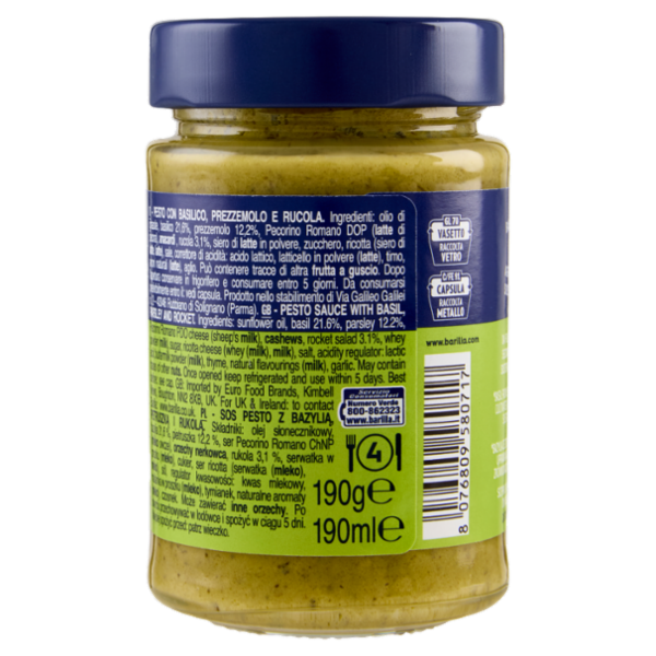 Barilla Pesto Basilico e Rucola Condimento e Sugo per Pasta 190 g