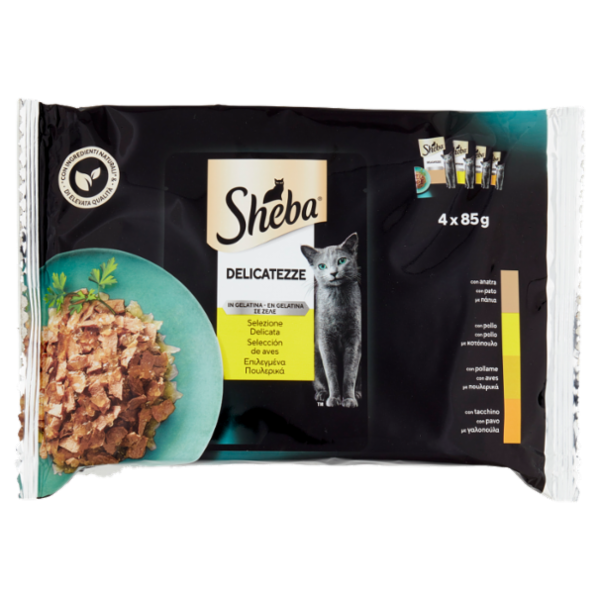 Sheba Delicatezze in gelatina cibo umido gatto Selezione Delicata 4x85g