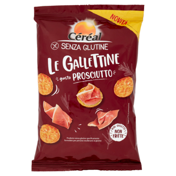 Céréal Senza Glutine Le Gallettine, gusto Prosciutto, mini gallette ai cereali non fritte - 70 g