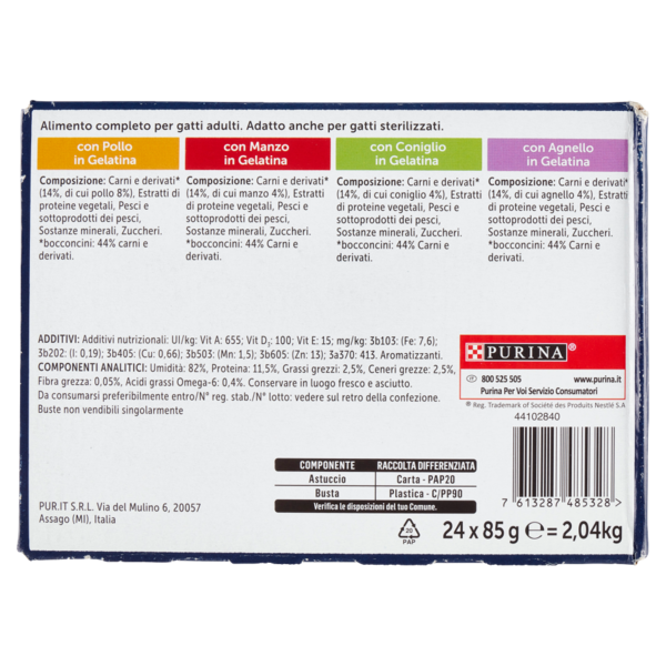 FELIX Le Ghiottonerie Selezioni Deliziose in Gelatina (Pollo, Manzo, Coniglio, Agnello) 24 x 85 g