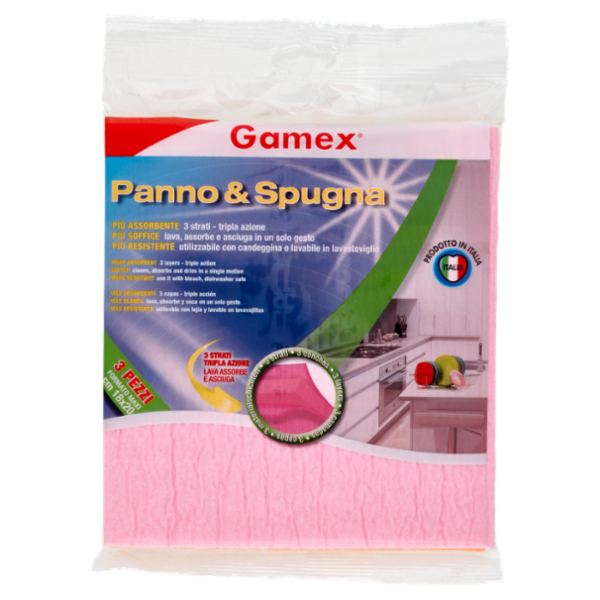 Gamex Panno & Spugna Formato Maxi cm 18x20 3 pz