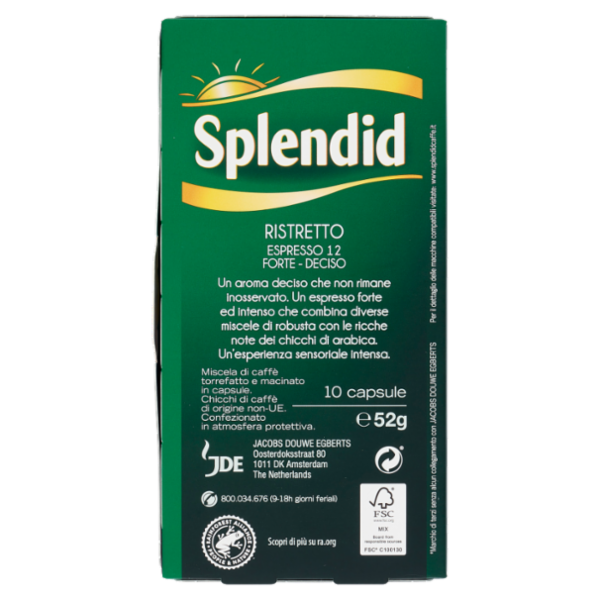 Splendid Ristretto 12- 10 Capsule Caffè Compatibili con Macchine Nespresso*® Original 52g