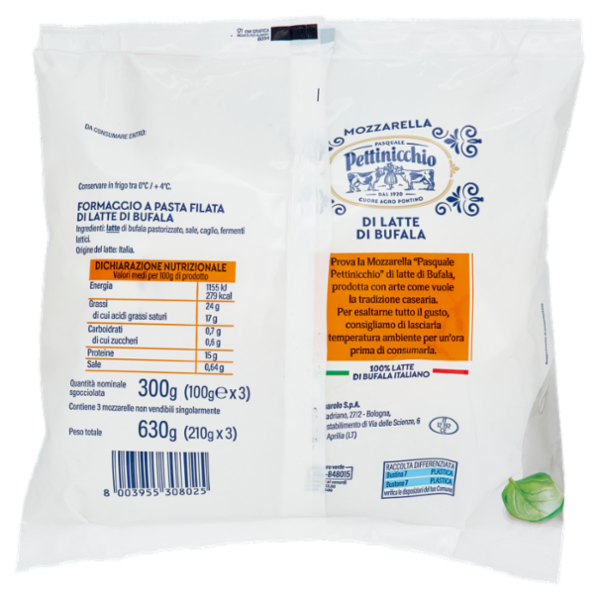 Pettinicchio Mozzarella di Latte di Bufala 3 x 100 g