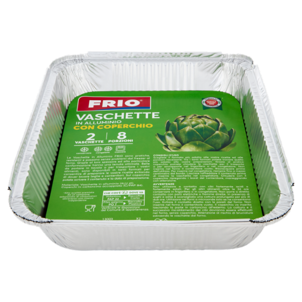 Frio Vaschette in Alluminio con Coperchio 8 Porzioni 2 pz