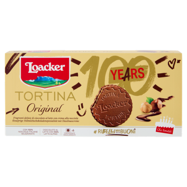 Loacker Tortina Original Wafer ricoperto di Cioccolato al Latte con crema di Nocciole Italiane 21gx6