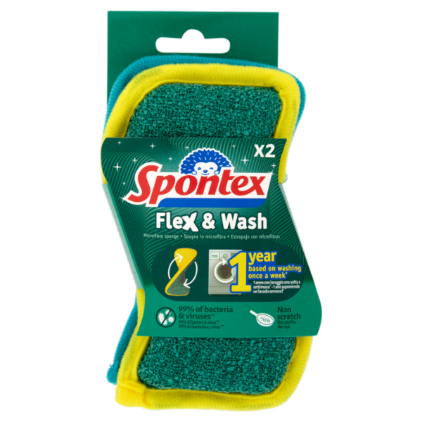 Spontex Flex & Wash Spugna in Microfibra 2 pz