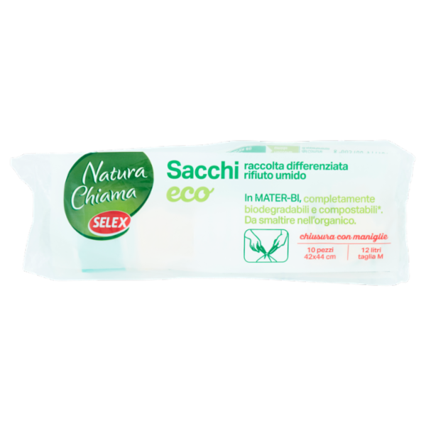 Selex Casa Bella Ecosacchi Raccolta Differenziata Umido con Maniglie Scorrevoli Cm 42X44 10 pezzi