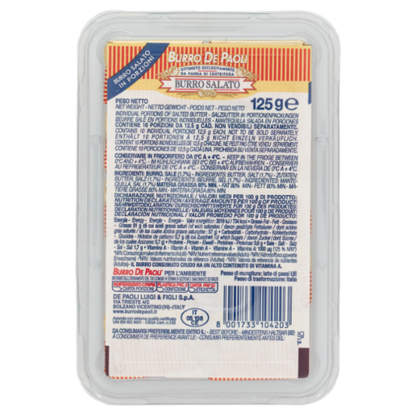 Burro De Paoli Burro Salato 10 x 12,5 g