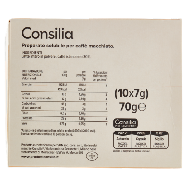 Consilia Caffè Espresso Macchiato in Capsule Compatibili Dolce Gusto 10 pezzi